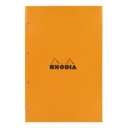 Schreibblock Rhodia orange geheftet und perforiert 4 Löcher 80 Seiten 5 x 5 n°20 A4+ 21 x 31,8 cm