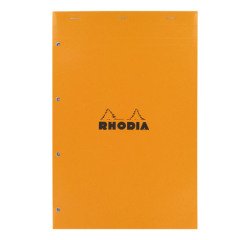 Bloc de bureau Rhodia 21 x 31,8 cm agrafé orange n°20 - quadrillé 5 x 5 - 80 pages perforées