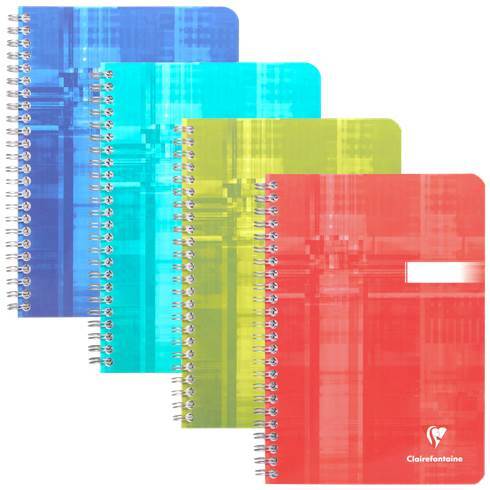 Carnet à Spirale Clairefontaine Linicolor Intensive - Format A5 - 180 Pages Petit Carreaux - Couverture Transparente