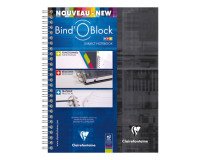 Cahier spirales Clairefontaine Bind'o block A5+ 16 x 21 cm perforé - petits carreaux - 180 pages
