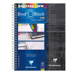 Cahier spirales Clairefontaine Bind'o block A5+ 16 x 21 cm perforé - petits carreaux - 180 pages