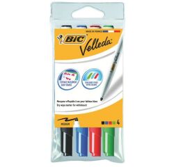 Estuche de 4 Rotuladores de pizarra blanca Bic Velleda 1741 punta cónica