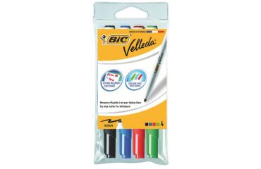 Estuche de 4 Rotuladores de pizarra blanca Bic Velleda 1741 punta cónica
