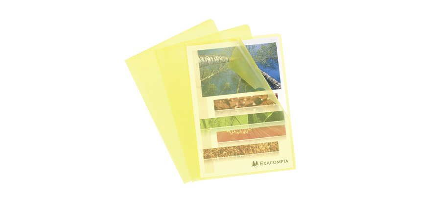 Chemises coin plastique Exacompta polypropylène grainé 12/100e couleurs transparentes - Paquet de 10