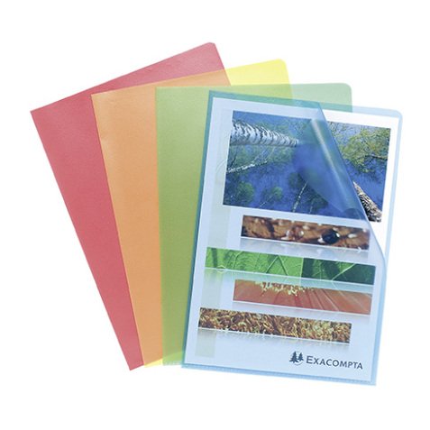 Plastic L-sleeves Exacompta A4 grained polypropylene 12/100e translucent colors - pack of 10