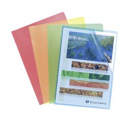 Chemises coin plastique Exacompta polypropylène grainé 12/100e couleurs transparentes - Paquet de 10