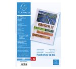 Chemise coin plastique EXACOMPTA A4 polypropylène lisse 12/100e cristal transparente - Paquet de 10