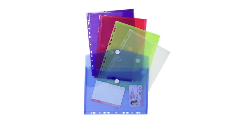 Chemise perforée à scratch EXACOMPTA  24 x 31,5 cm couleurs assorties - Paquet de 5