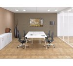 Pôle de 2 bureaux droits L 140 x P 60 cm, piétement bois métal - Arch