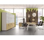 Bureau manager Exprim chêne clair piétement métal L 180 x P 100 cm