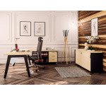 Bureau droit individuel blanc 180 x 80 cm, piétement métal Exprim