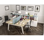 Pôle de 2 bureaux Exprim chêne clair + goulotte L 120 cm