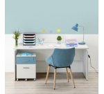 Bureau droit Intuitiv' réglable en hauteur piètement plein bois