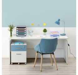 Bureau droit Intuitiv' réglable en hauteur piètement plein bois