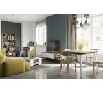 Bureau droit chêne clair L 115 x P 50 cm, piétement plein bois avec caisson - Oxford