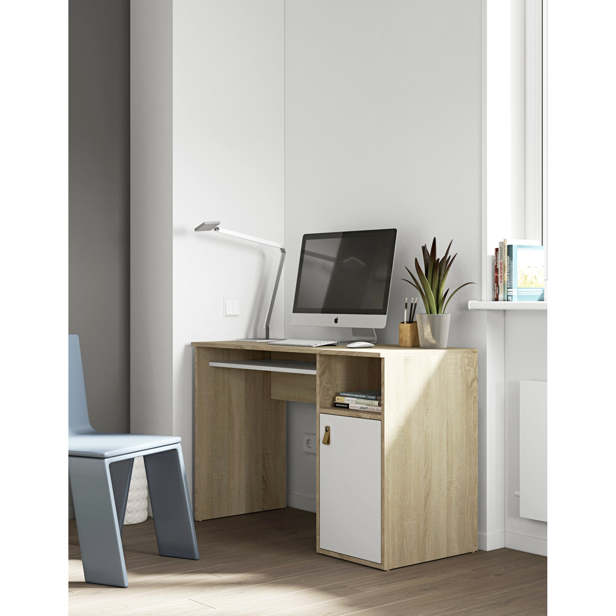 Bureau Oxford chêne 115 x 50 cm avec caisson