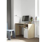 Bureau droit chêne clair L 115 x P 50 cm, piétement plein bois avec caisson - Oxford