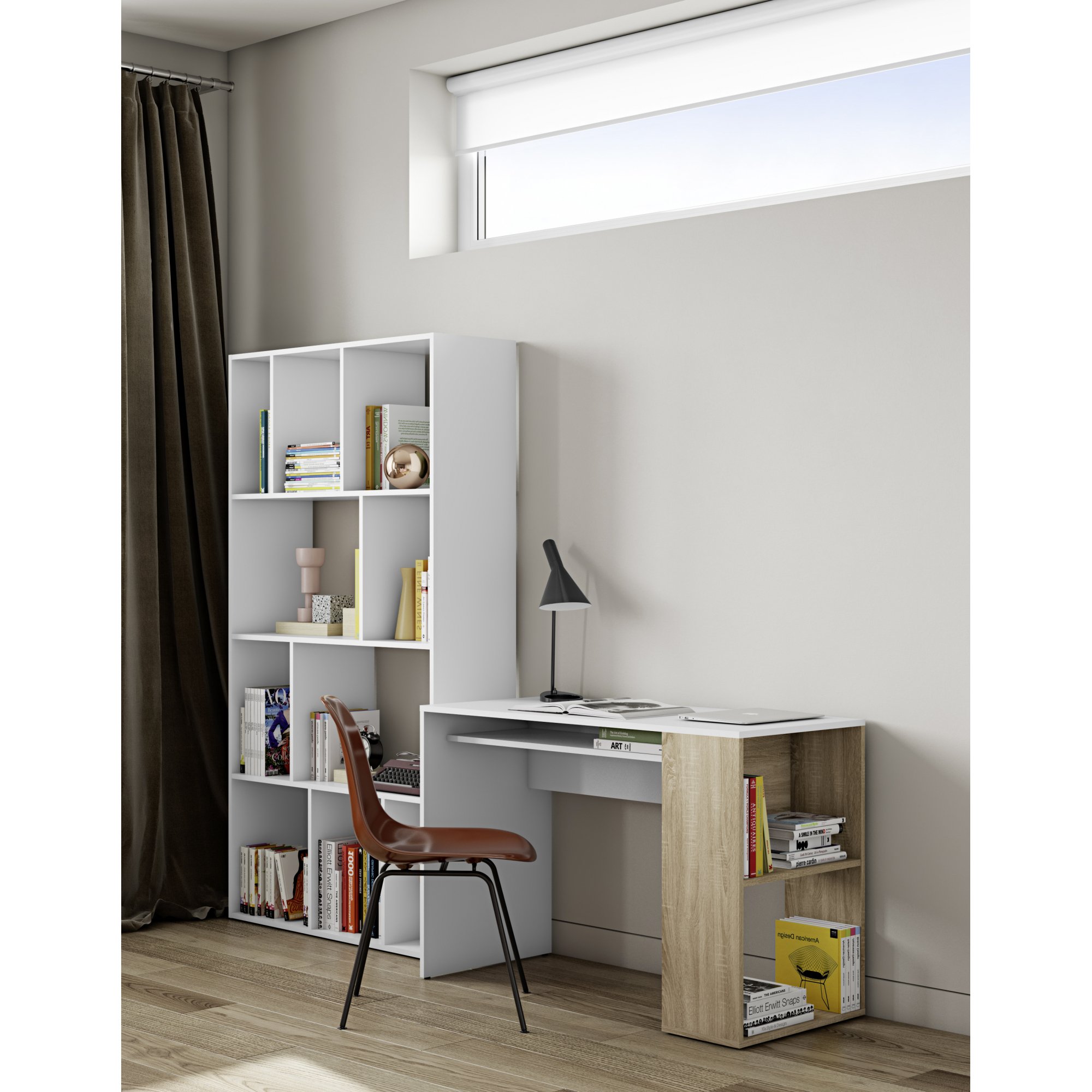 Bürozimmer Yale B 114 x T 50 cm mit Eichenregal