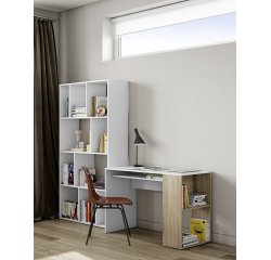 Desk Yale L 114 x D 50 cm with oak shelf