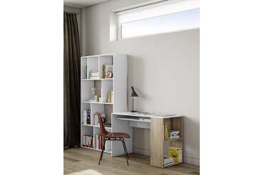 Bureau Yale L 114 x P 50 cm avec étagère chêne