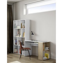 Bureau Yale L 114 x P 50 cm avec étagère chêne