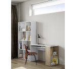 Bureau droit L 113,9 x P 50 cm, piétement plein bois avec étagère - Yale