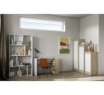 Bureau droit L 113,9 x P 50 cm, piétement plein bois avec étagère - Yale