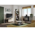 Bureau droit L 113,9 x P 50 cm, piétement plein bois avec étagère - Yale