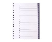 Sseparadores numéricos A4 20 divisiones polipropileno gris