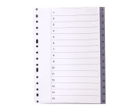 Separadores numéricos de polipropileno 15 divisiones A4 gris