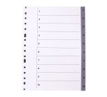 Separadores numéricos A4 10 divisiones polipropileno gris