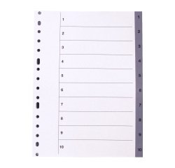 Separadores numéricos A4 10 divisiones polipropileno gris