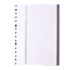 Separadores numéricos de polipropileno Folio 31 divisiones gris