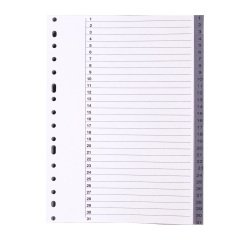 Separadores numéricos de polipropileno A4 31 divisiones gris