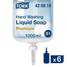 Savon liquide Tork Premium Lavage mains, pour distributeur S1 - Cartouche de 1 L