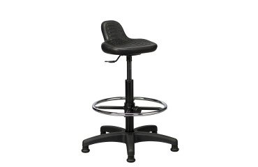 Taburete técnico alto sobre deslizadores con respaldo