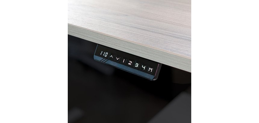 Scrivania elettrica elevabile 180 x 80 cm Rovere Grigio Ecla Ergo Premium Bruneau