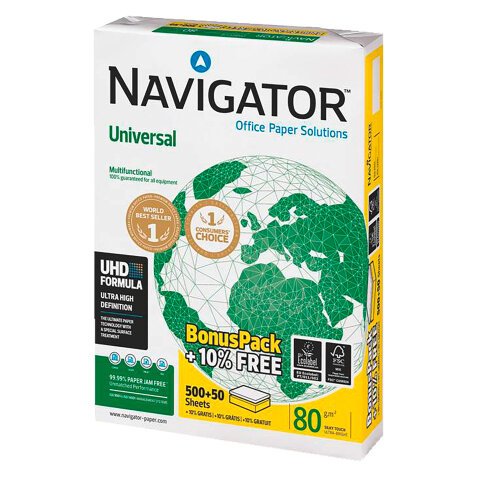 Paper A4 white 80 g Navigator Universal - ream of 500 sheets + 50 for free