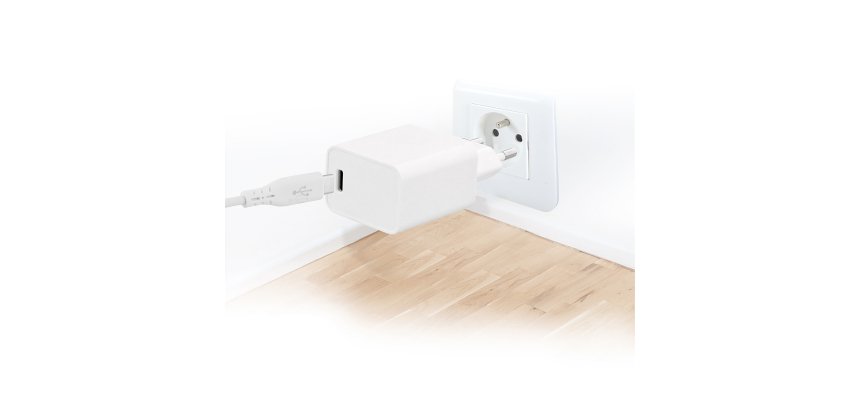 Pack de cargador + cable USB-C a Lightning TnB de 1 m en color blanco