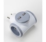 Multiprise rotative double USB GRISE