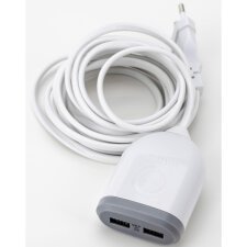 Dubbel USB-lader 4,8 A met kabel van 3 m