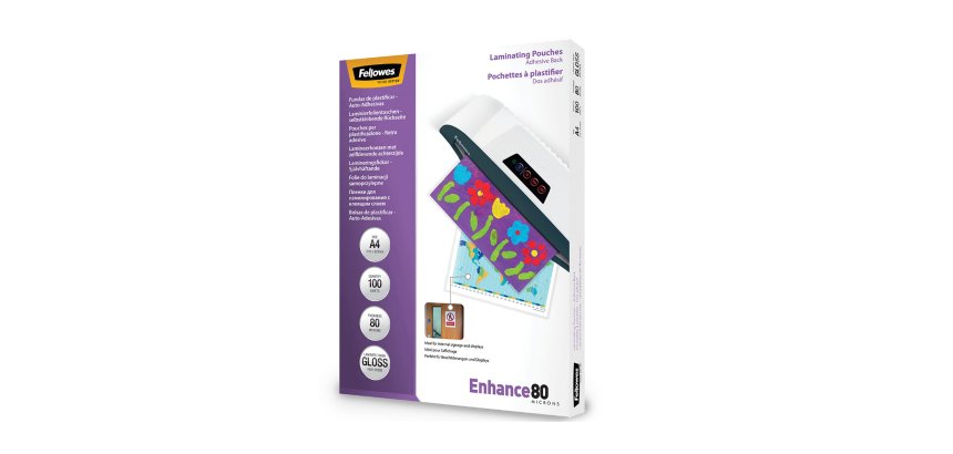 Pochettes de plastification dos adhésif Fellowes A4 75 µ brillantes - Boite de 100