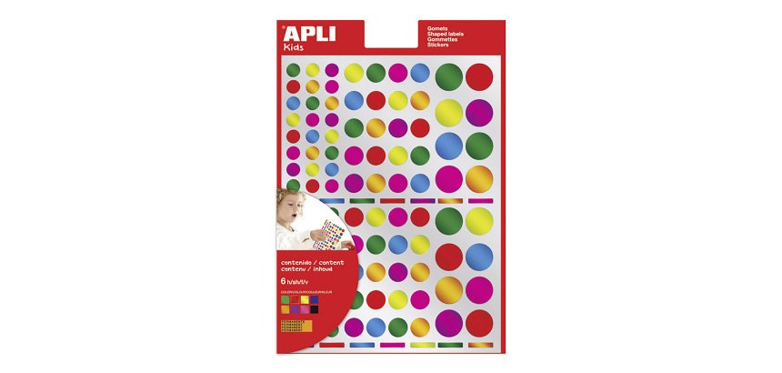 Pastilles adhésives couleurs assorties métallisées Apli - Sachet de 624
