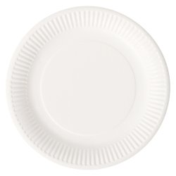 Assiette en carton Ø 23 cm Bioline, blanche - Lot de 100