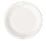 Assiette jetable carton Ø 23 cm blanche Bioline - Lot de 100