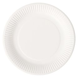 Assiette jetable carton Ø 23 cm blanche Bioline - Lot de 100