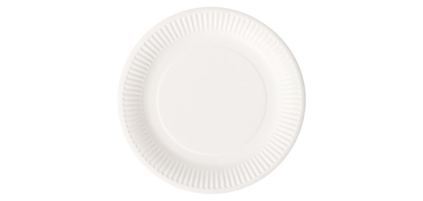 Assiette jetable carton Ø 23 cm blanche Bioline - Lot de 100