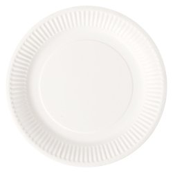 Assiette en carton Ø 18 cm Bioline, blanche - Lot de 100