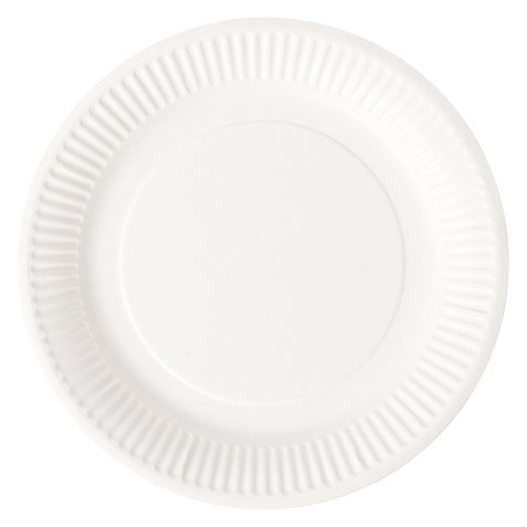 Assiette en carton Ø 18 cm Bioline, blanche - Lot de 100