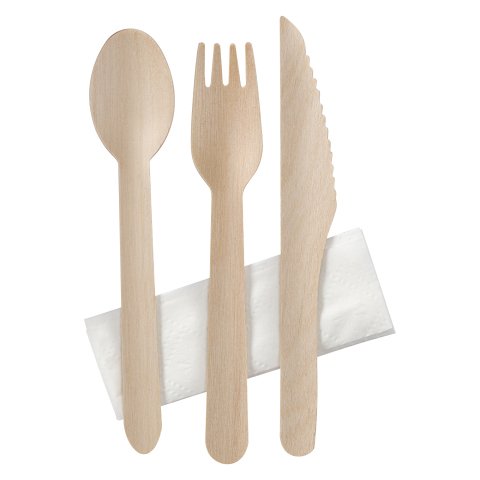 Set de cubiertos de madera - caja de 250